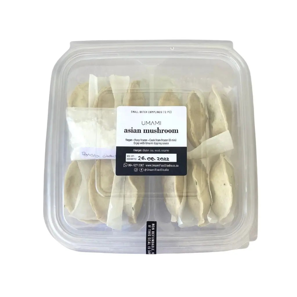 A. Asian Mushroom Dumplings 12 Pcs (Halal, Vegan): delivering to JHB north/central & PTA only_Dumplings
