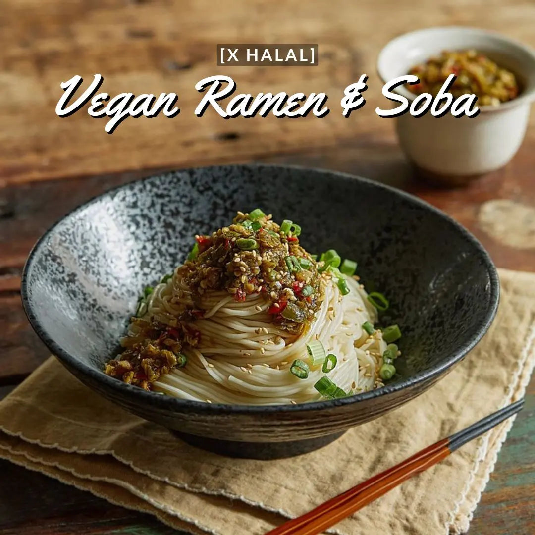 Vegan noodles with chilli and sesame topping, Vegan Ramen & Soba cooking class