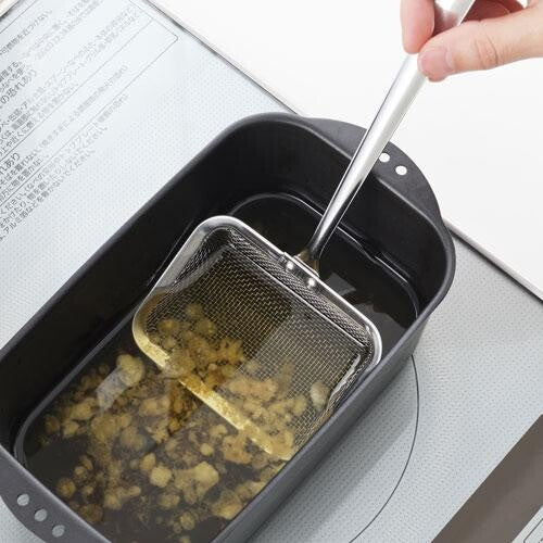 H. Japanese Fry Skimmer for Frying & Boiling | Square Stainless Steel Mesh Scoop