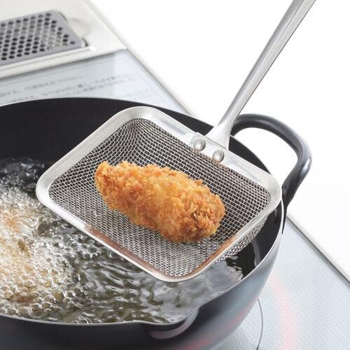 H. Japanese Fry Skimmer for Frying & Boiling | Square Stainless Steel Mesh Scoop