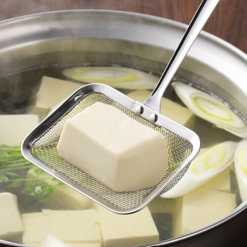 H. Japanese Fry Skimmer for Frying & Boiling | Square Stainless Steel Mesh Scoop