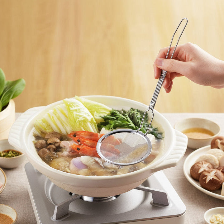 H. Japanese Mini Skimmer for Soup & Hotpot | Handwoven Fine Mesh Ladle