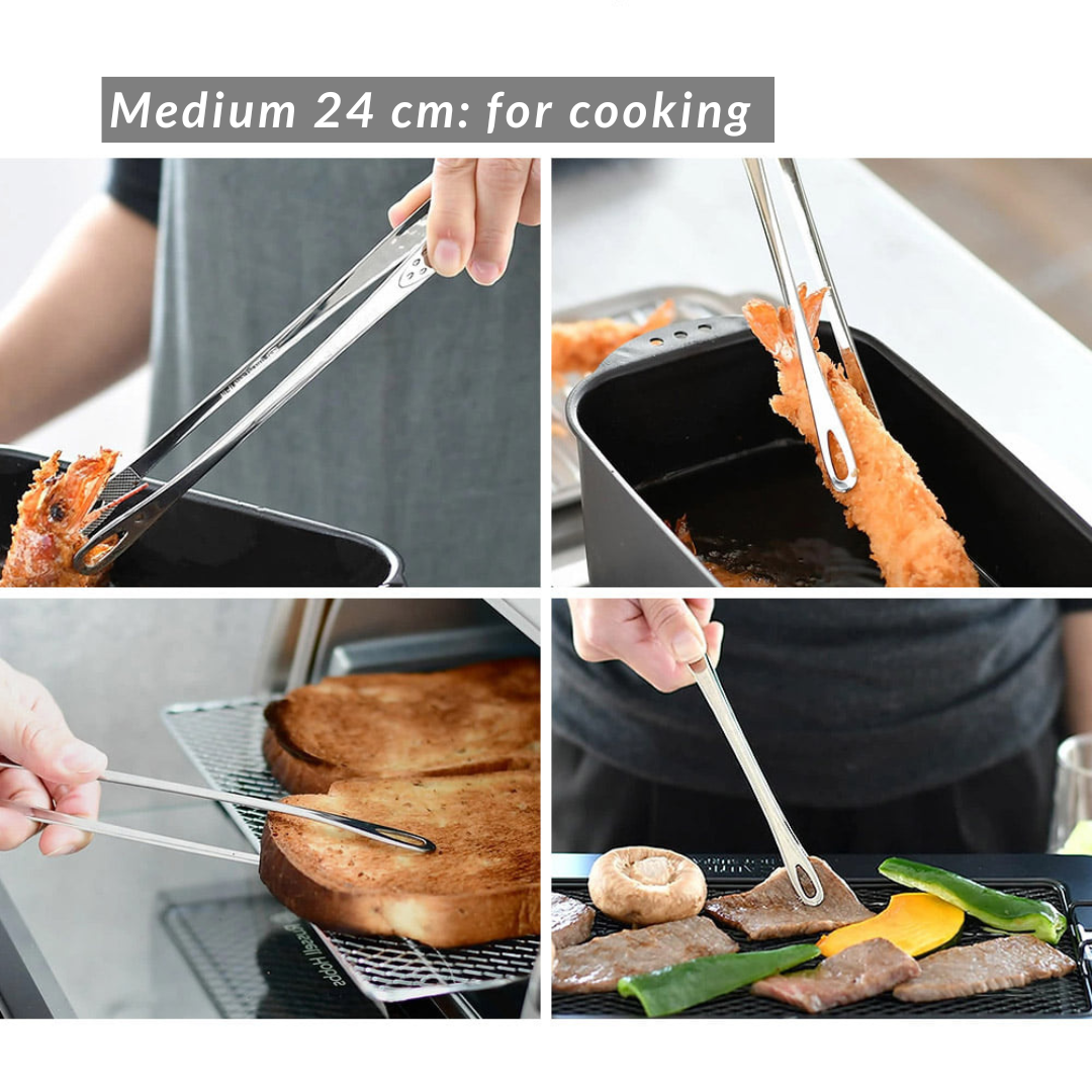 H. Kitchen Tongs, Made in Japan: 10cm, 15cm, 24cm