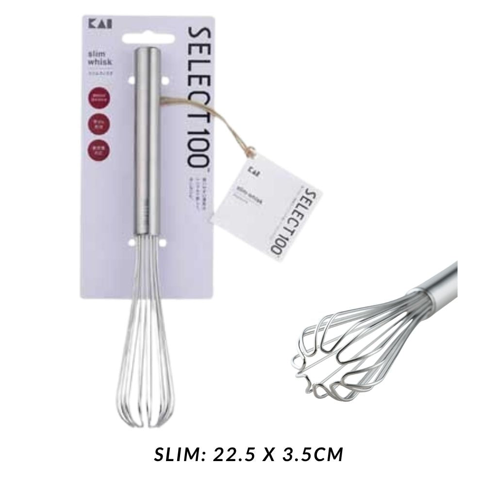 H. Japanese Kai Easy-Cleaning Handy Whisk: Stainless Steel (2 Types)