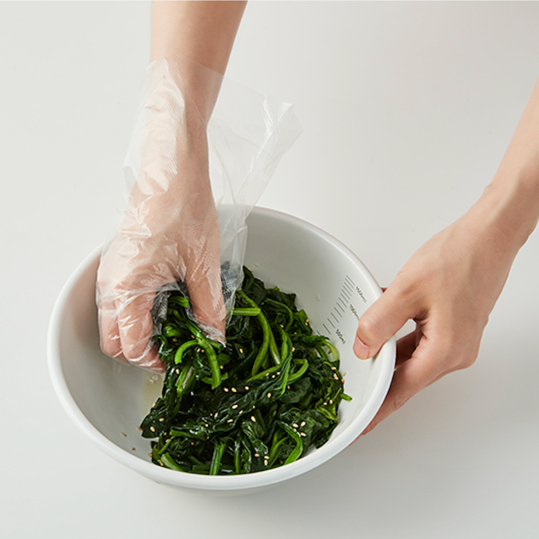 H. Disposable Plastic Gloves (100 Pcs), Made in Korea