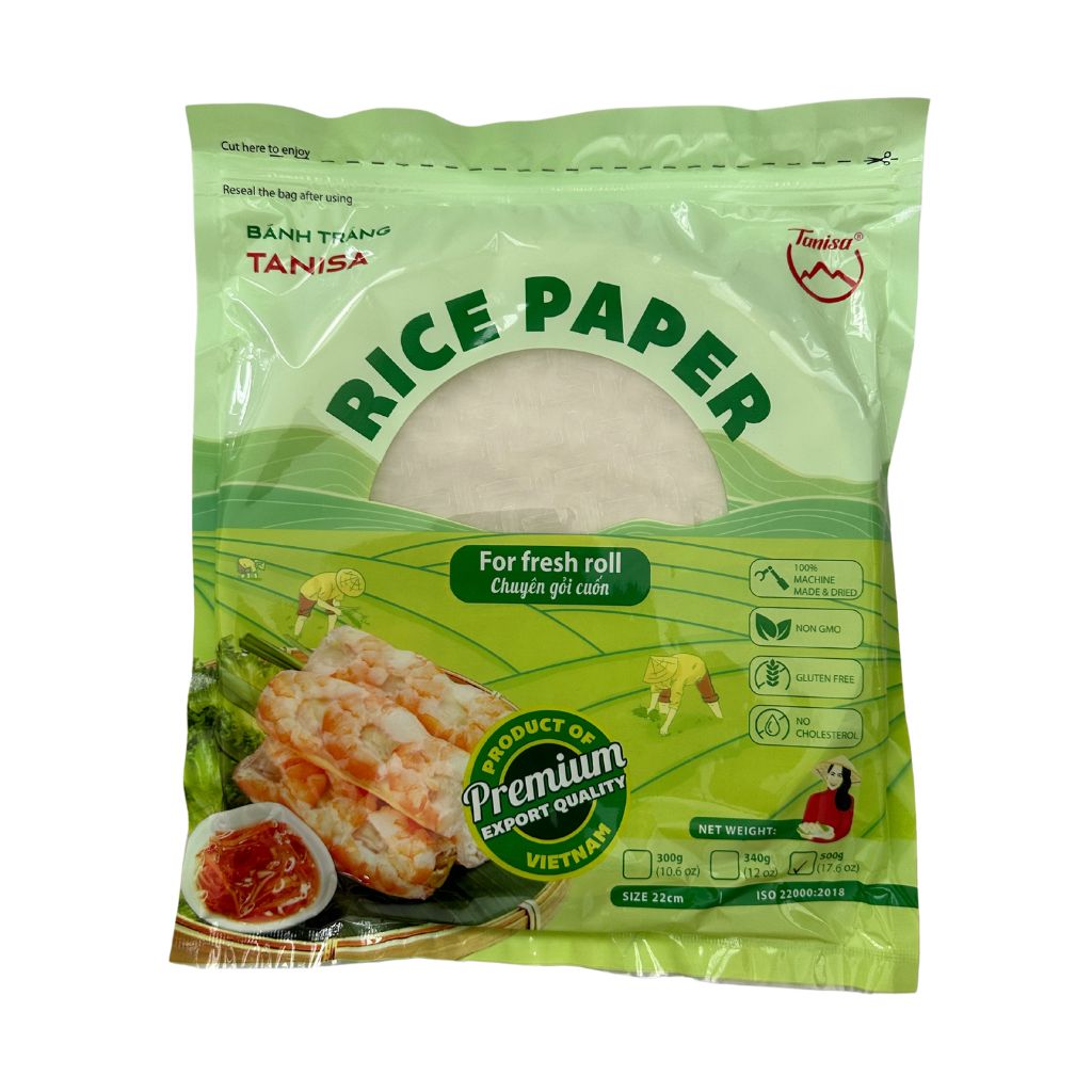 G. Spring Rolls Rice Paper Wrappers 300g: 22cm x 48 Sheets (Halal, Vegan)
