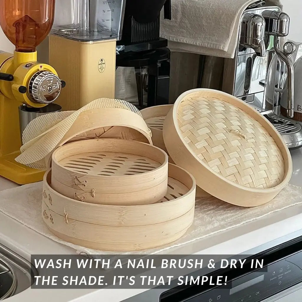 H. Bamboo Steamer (2-Tier): 20cm, 25cm or 30cm_Kitchen Tools