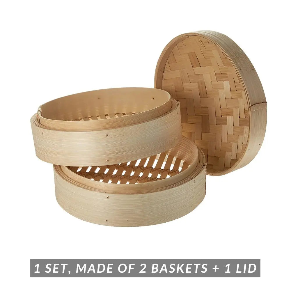 H. Bamboo Steamer (2-Tier): 20cm, 25cm or 30cm_Kitchen Tools