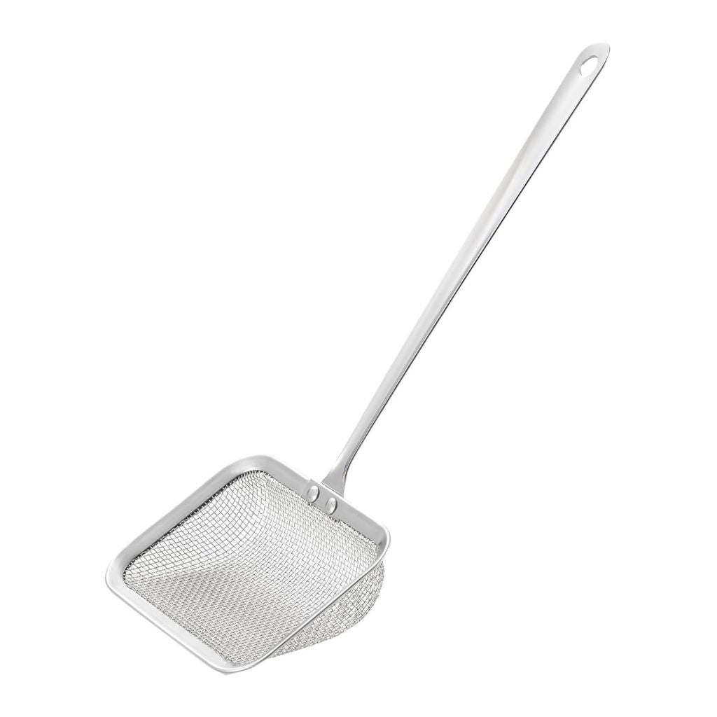 H. Japanese Fry Skimmer for Frying & Boiling | Square Stainless Steel Mesh Scoop