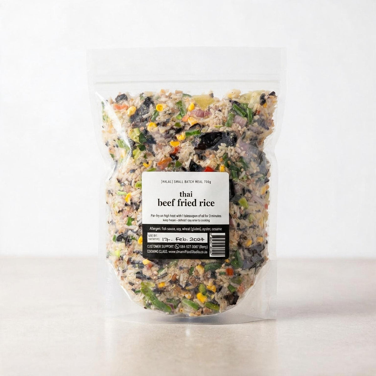 A. Frozen Beef Fried Rice 750g (Halal, Low Gluten): delivering to JHB & PTA only